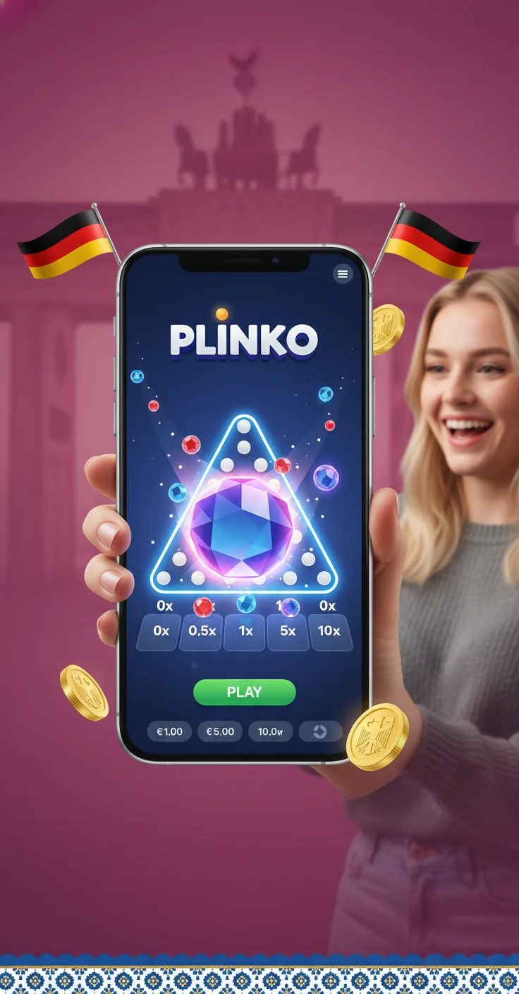Plinko Einstellungspanel mit Risikostufe Mittel, 12 Reihen und festem Autoplay-Einsatz neben der Auszahlungsleiste